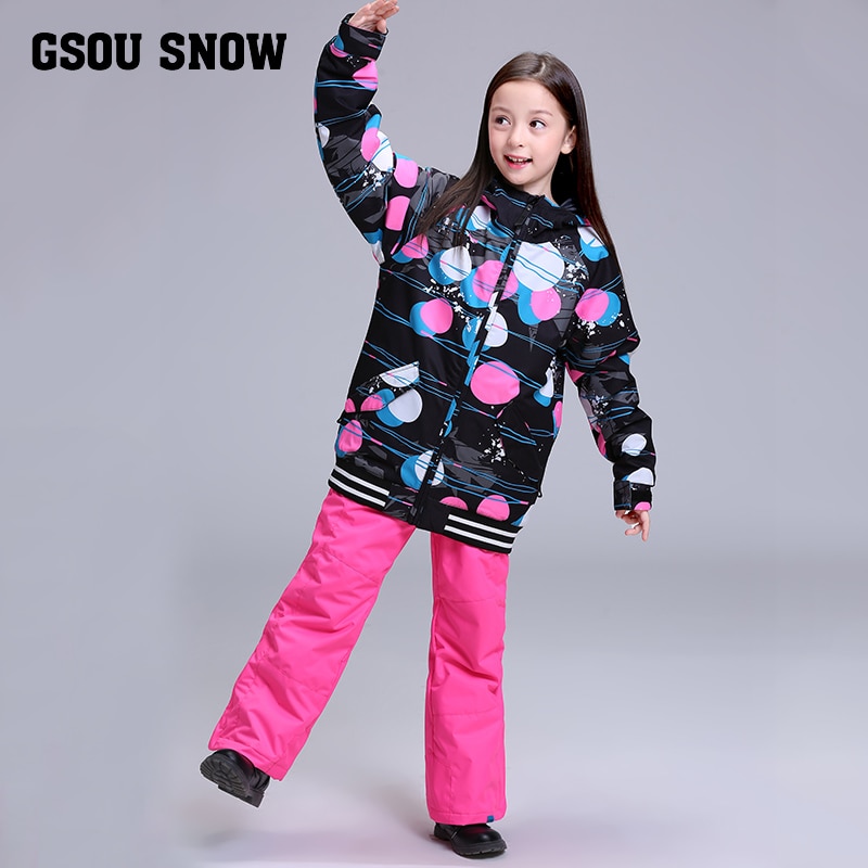 Gsousnow 2017 새로운 어린이 스키 정장 windproof 따뜻한 바디 멜빵 바지 하이킹 스노우 슈트 소녀